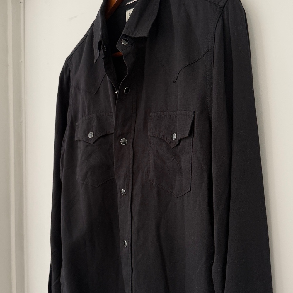 YSL Saint Laurent Classic Black Button Down Shirt LIKE NEW - Picture 4 of 10